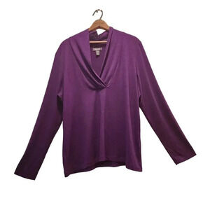 Kenneth Cole Reaction Top Womens Size 2XL Purple Long Sleeve V Neck Pullover